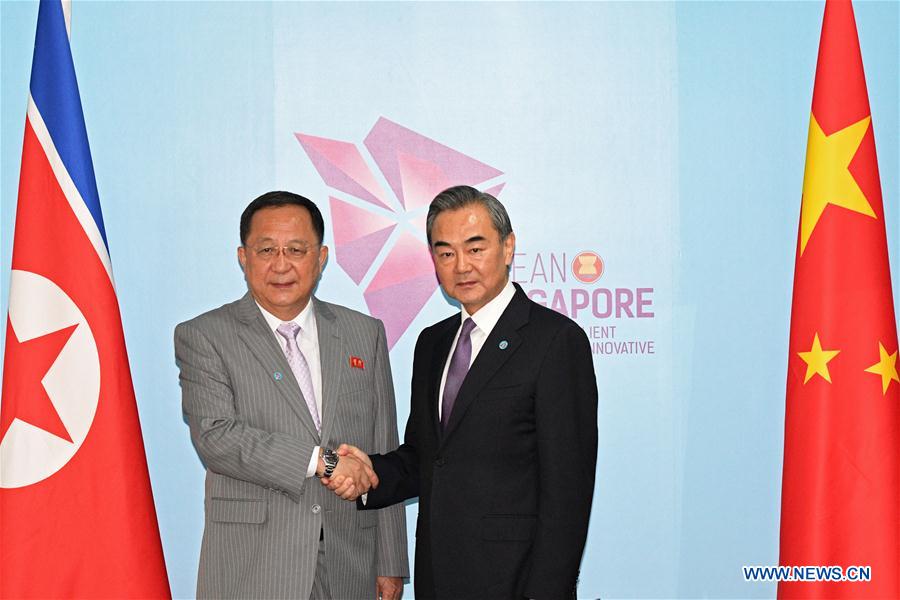 SINGAPORE-CHINA-DPRK-WANG YI-RI YONG HO-MEETING