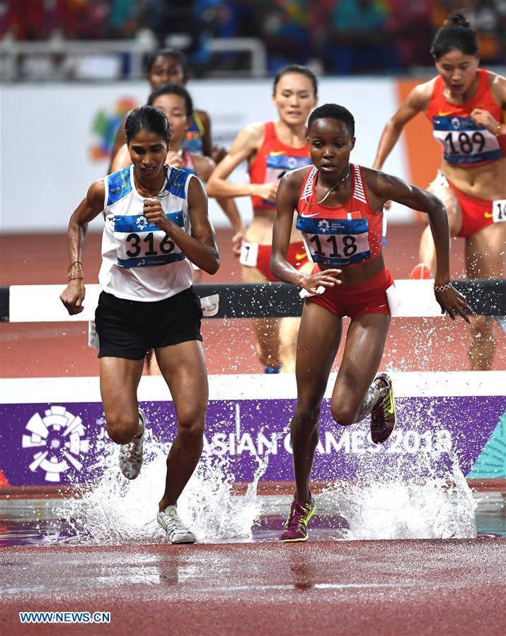 (SP)INDONESIA-JAKARTA-ASIAN GAMES-ATHLETICS-WOMEN'S 3000M STEEPLECHASE